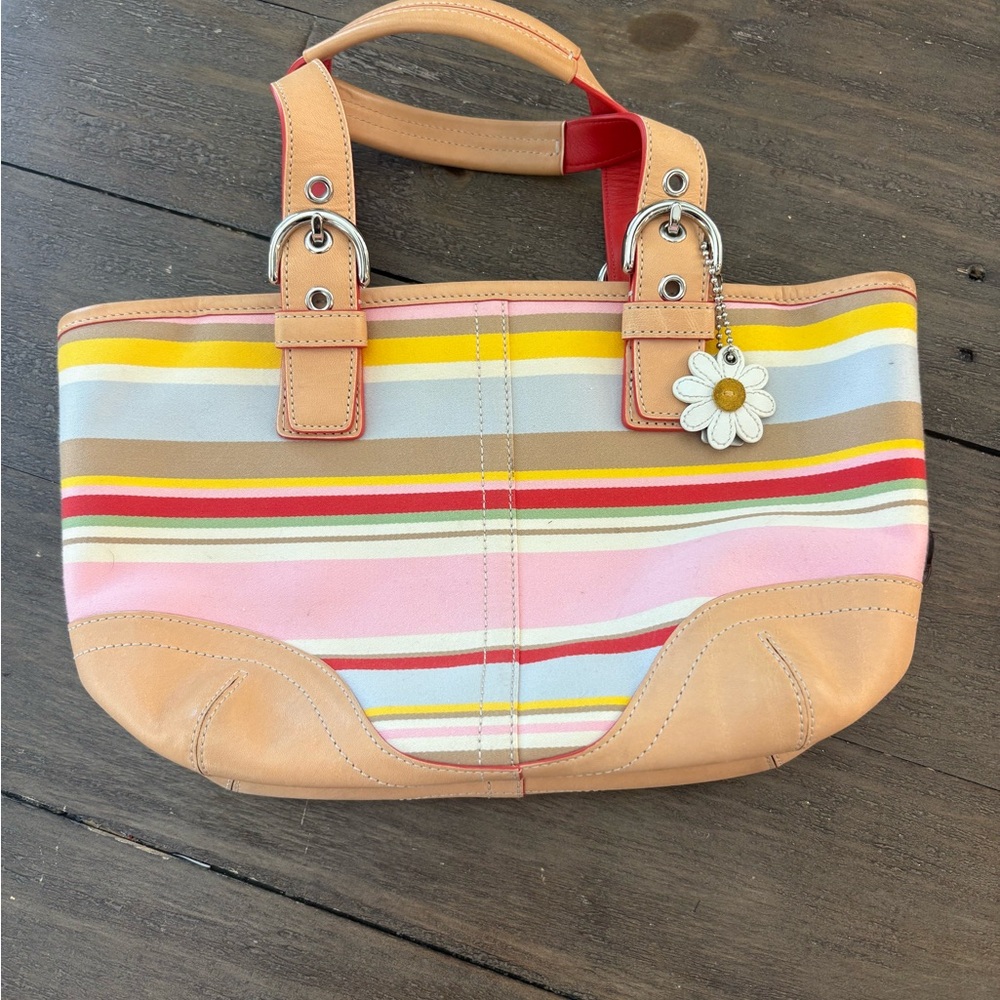 Coach Multicolor Striped Tote Bag